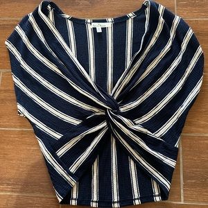 Navy Twist Front Crop Top